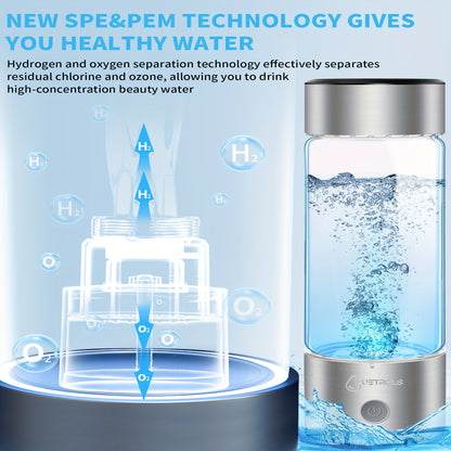 Hydrogen Water Bottle 2024, Hydrogen Water Bottle Generator with SPE PEM Technology Water Ionizer, Hydrogen Water Machine Improve Water in 3 Minutes for Home, Office, Travel, Daily Drinking
