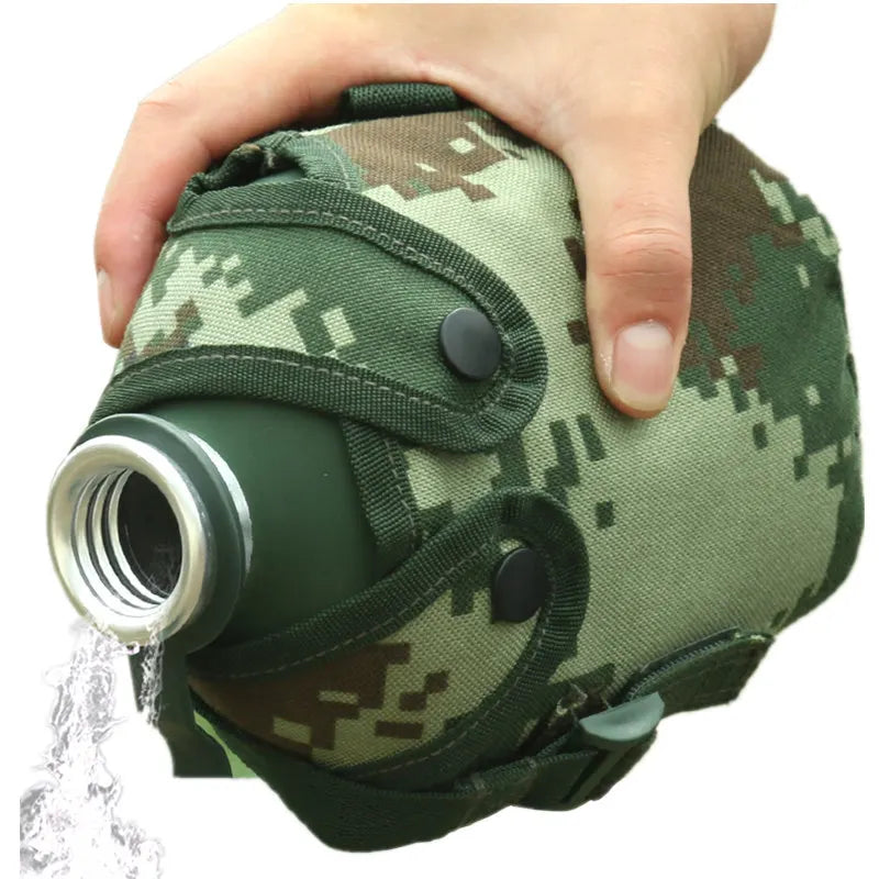 1L Water Bottle Camping Water Bottle with Pouch Canteen Bottle Camping Hiking Survival Drinking Kettle Outdoor Sports