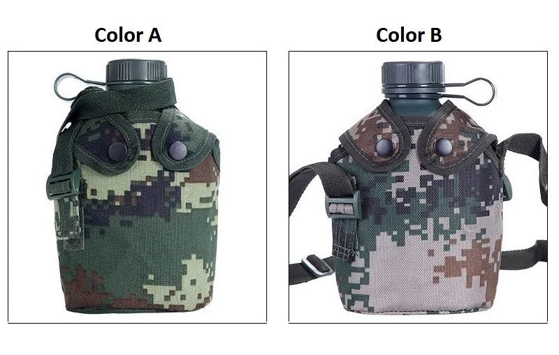 1L Water Bottle Camping Water Bottle with Pouch Canteen Bottle Camping Hiking Survival Drinking Kettle Outdoor Sports
