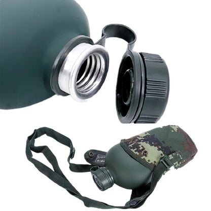 1L Water Bottle Camping Water Bottle with Pouch Canteen Bottle Camping Hiking Survival Drinking Kettle Outdoor Sports
