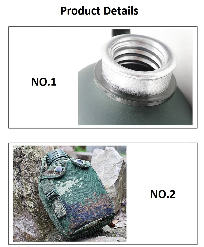 1L Water Bottle Camping Water Bottle with Pouch Canteen Bottle Camping Hiking Survival Drinking Kettle Outdoor Sports