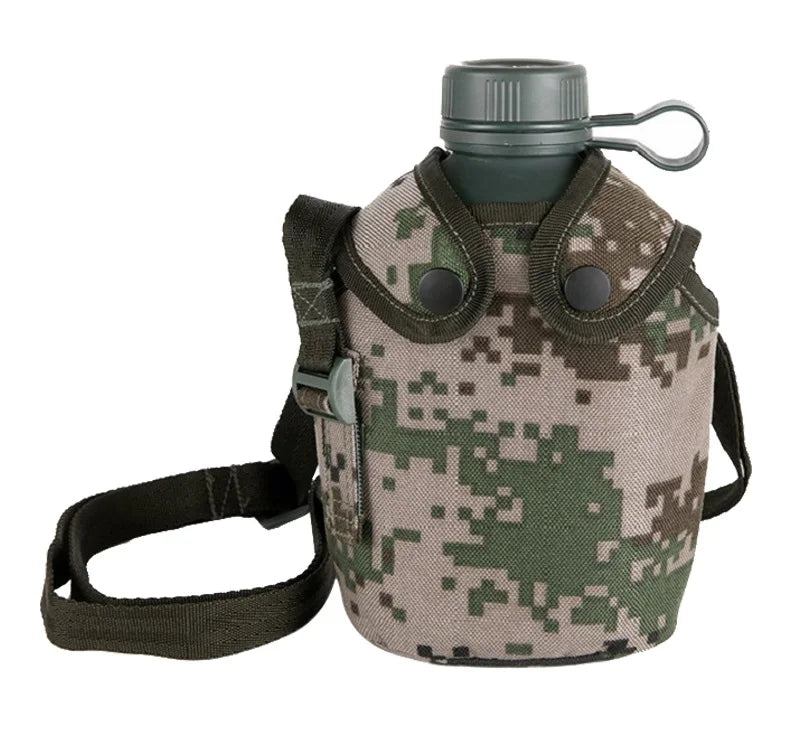 1L Water Bottle Camping Water Bottle with Pouch Canteen Bottle Camping Hiking Survival Drinking Kettle Outdoor Sports