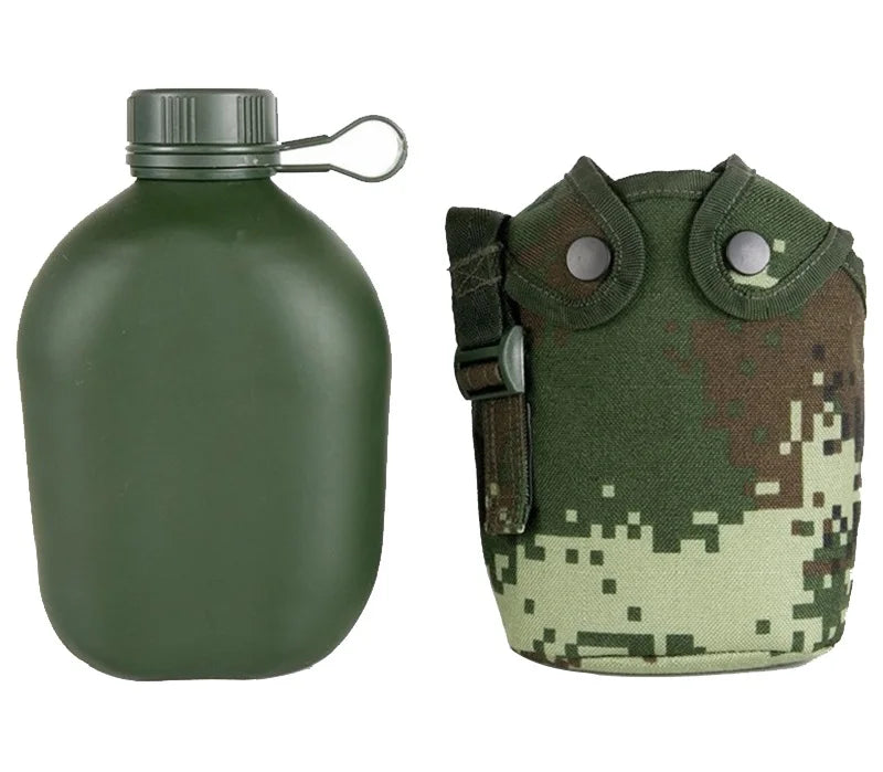 1L Water Bottle Camping Water Bottle with Pouch Canteen Bottle Camping Hiking Survival Drinking Kettle Outdoor Sports