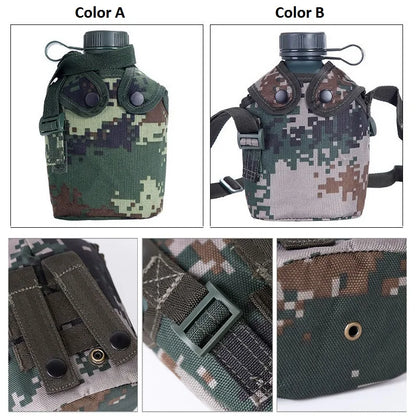 1L Water Bottle Camping Water Bottle with Pouch Canteen Bottle Camping Hiking Survival Drinking Kettle Outdoor Sports