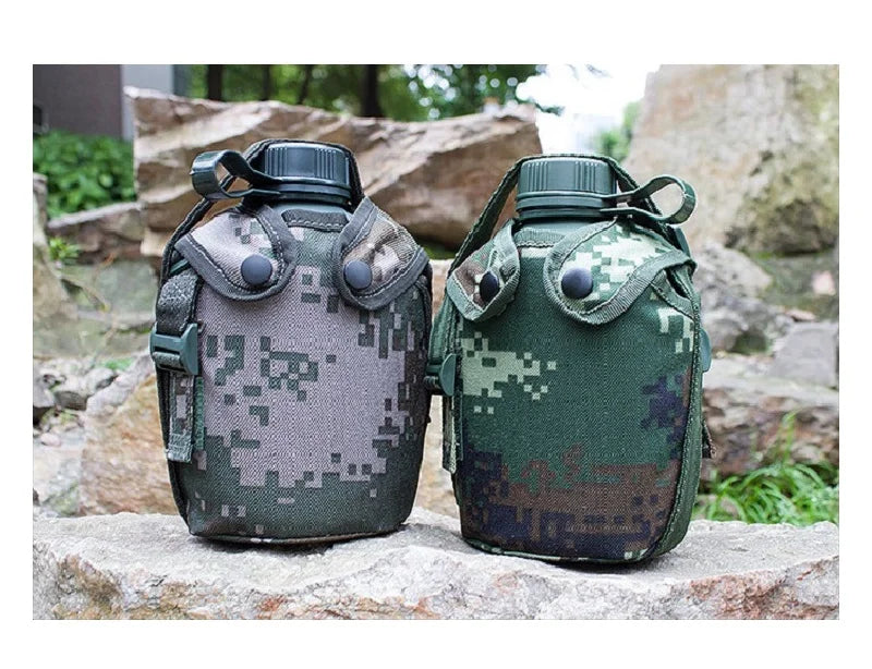 1L Water Bottle Camping Water Bottle with Pouch Canteen Bottle Camping Hiking Survival Drinking Kettle Outdoor Sports