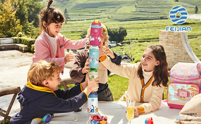 FJbottle water bottle for children ,Vacuum Flacks for girls, thermos Bottle With Healthy Straw And BPA Free,350ML