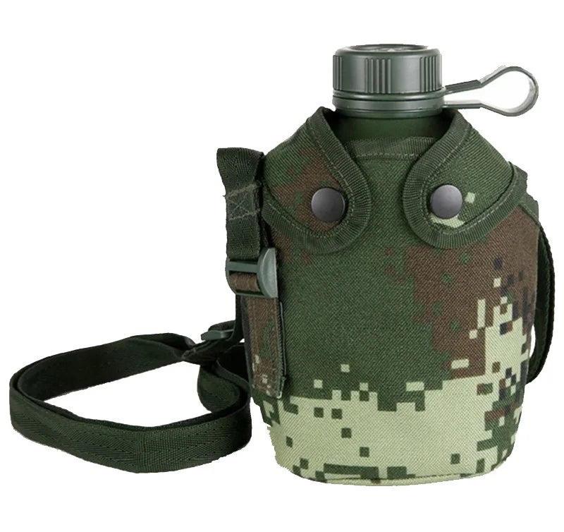1L Water Bottle Camping Water Bottle with Pouch Canteen Bottle Camping Hiking Survival Drinking Kettle Outdoor Sports