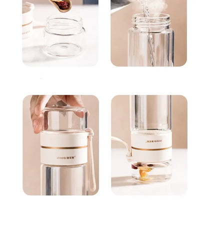 350ml/400ml Glass Water Bottles Tea Infuser Bottle Tea Separation Mug Double-Layer Portable Creative Water Cup Home Waterbottle
