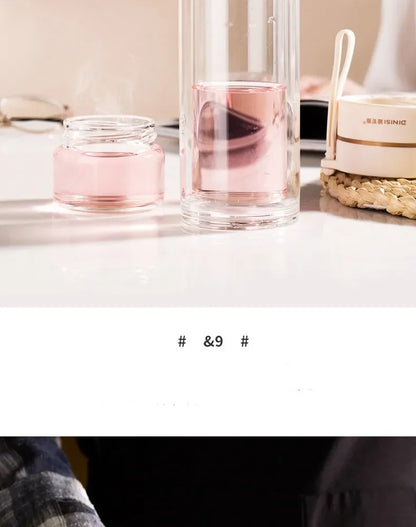 350ml/400ml Glass Water Bottles Tea Infuser Bottle Tea Separation Mug Double-Layer Portable Creative Water Cup Home Waterbottle
