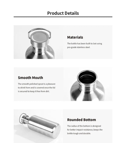 1200ml Big Volume Resuable Water Bottle Single Wall Stainless Steel Portable Healthy Drinkware Travel Sports Flask Drink bottle