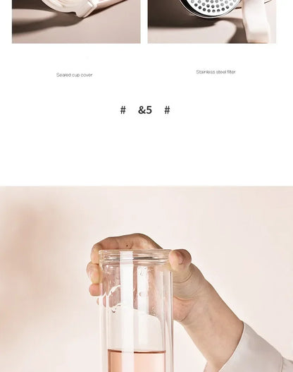 350ml/400ml Glass Water Bottles Tea Infuser Bottle Tea Separation Mug Double-Layer Portable Creative Water Cup Home Waterbottle