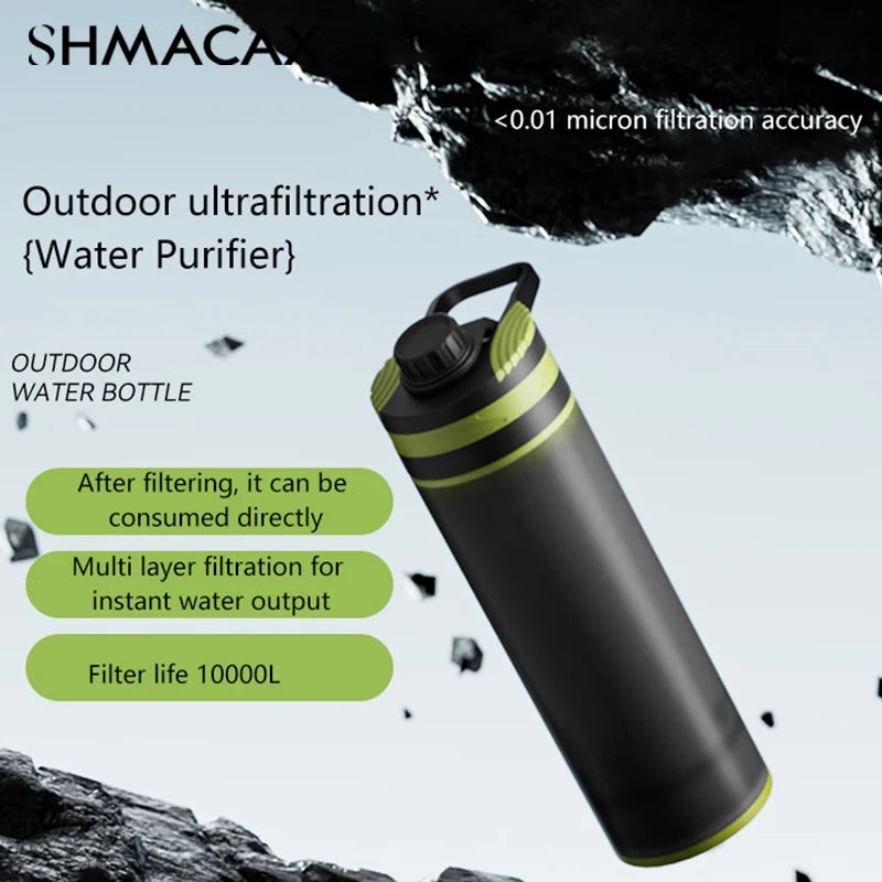 27 Oz Water Purifier Bottle Filter For Hiking, Camping, Survival, Travel