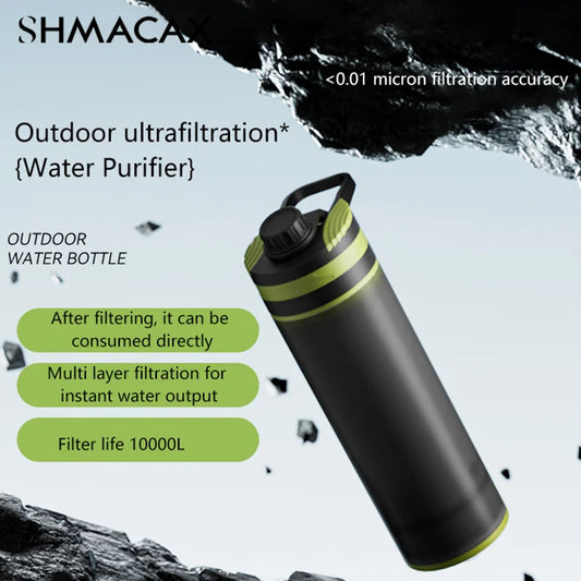 27 Oz Water Purifier Bottle Filter For Hiking, Camping, Survival, Travel