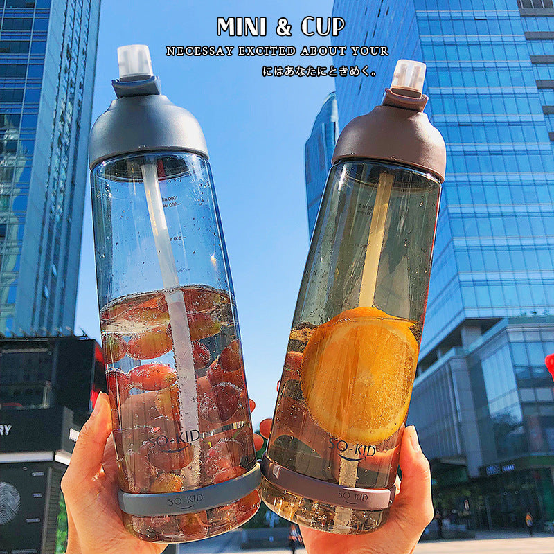 Outdoor Water Bottle with Straw Sports Bottles Leak Proof Eco-friendly Children School With Lid Hiking Camping Plastic BPA Free
