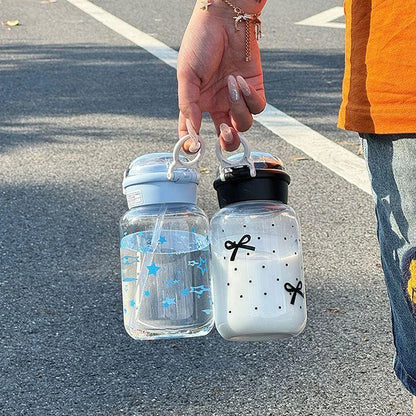 Cute Water Bottle With Straw Portable Plastic Up Cover Water Cup For Kid Kawaii Bottle Water Leak-Proof Cute Drinking Bottle