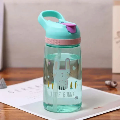 Kids Water Bottle with Straw BPA Free Children's Drinking Kettle 480ML Healthy Plastic Portable School Cup Transparent Water Cup
