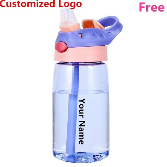 DIY Children Water Bottles Portable 480ML Personalized Outdoor Safety Plastic Drinking Cup For Birth Gift Free Customize Names