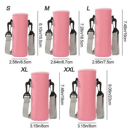 Water Bottle Cover Bag With Strap Neoprene Water Storage Holder Shoulder Strap Black Bottle Carrier Insulat Bag Outdoor Tools