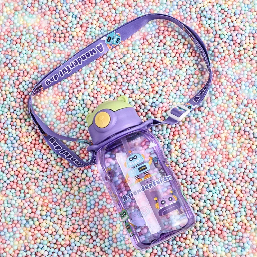 650ml Cute Kids Water Bottle With Straw Free BPA Leakproof Outdoor Portable Children's Cups School Water Bottle for Children