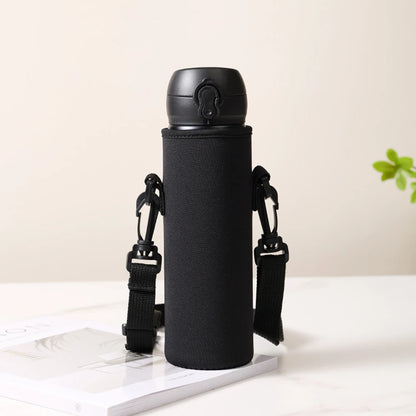 Water Bottle Cover Bag With Strap Neoprene Water Storage Holder Shoulder Strap Black Bottle Carrier Insulat Bag Outdoor Tools
