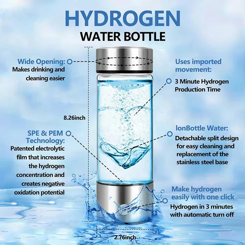 Large capacity Hydrogen-Rich Water Cup Electric Hydrogen Rich Water Generator Bottle Titanium Quality Filter
