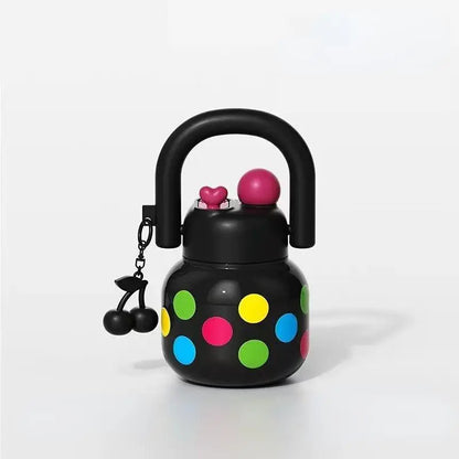 23 oz Cute Water Bottle with Decorations, Durable Plastic Material, Dual Strap Design, Wide Mouth, Travel-Friendly, Perfect