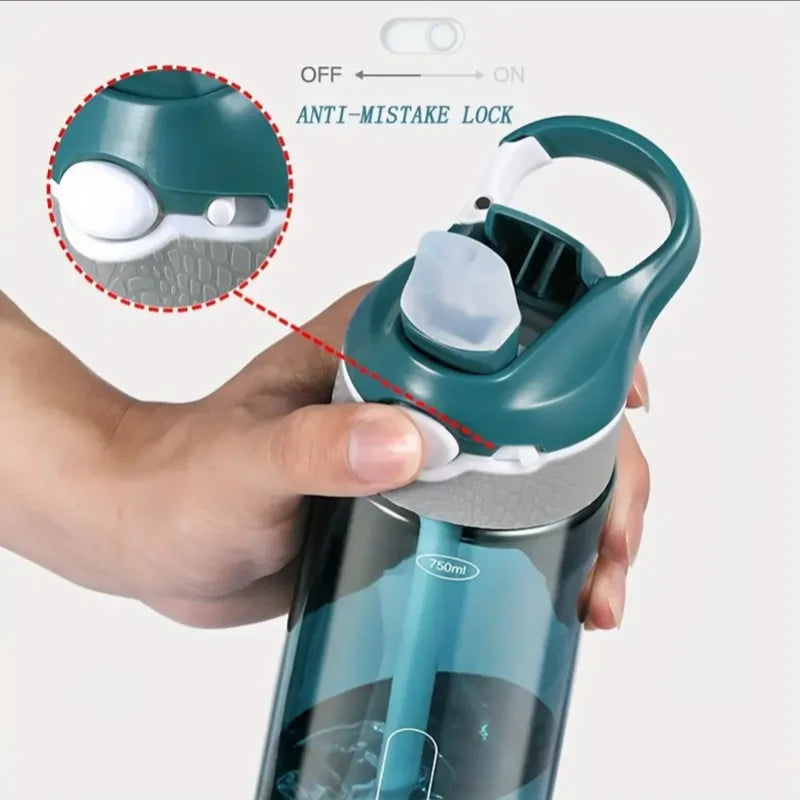 Sports Water Bottle - Hydration On-the-go with Convenient Straw, Perfect for Camping, Hiking BPA-Free and Safe 750ml