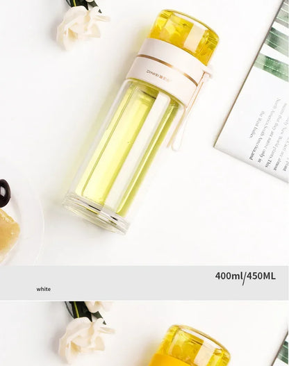 350ml/400ml Glass Water Bottles Tea Infuser Bottle Tea Separation Mug Double-Layer Portable Creative Water Cup Home Waterbottle