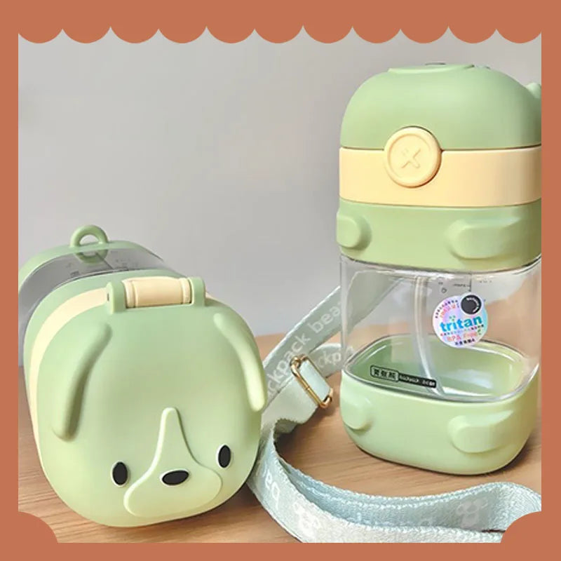 Water Bottle With Straw Cute Water Bottles For Children School Girls Boys Outdoor Portable Braces BPA Free Water Bottle For Kids