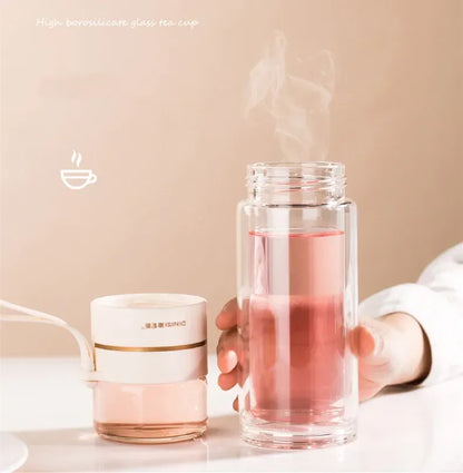 350ml/400ml Glass Water Bottles Tea Infuser Bottle Tea Separation Mug Double-Layer Portable Creative Water Cup Home Waterbottle