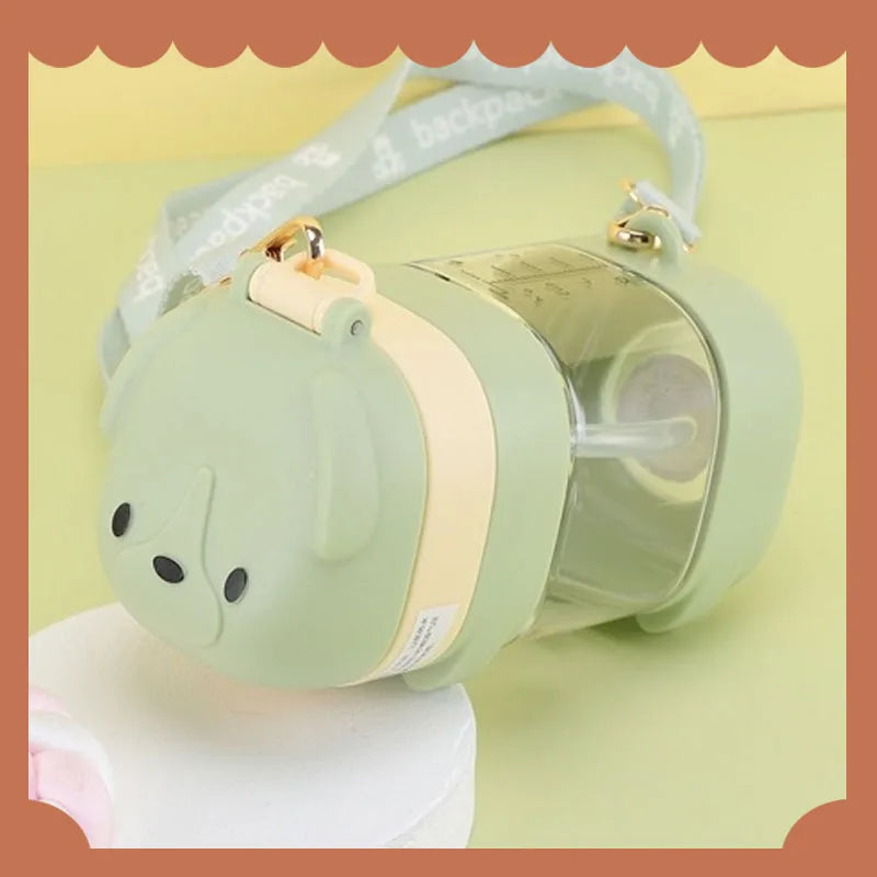 Water Bottle With Straw Cute Water Bottles For Children School Girls Boys Outdoor Portable Braces BPA Free Water Bottle For Kids