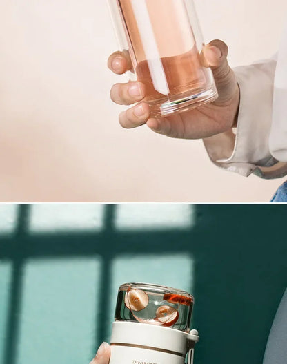 350ml/400ml Glass Water Bottles Tea Infuser Bottle Tea Separation Mug Double-Layer Portable Creative Water Cup Home Waterbottle