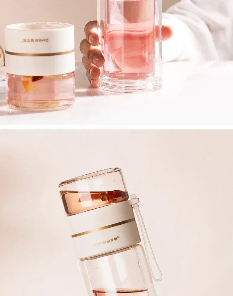 350ml/400ml Glass Water Bottles Tea Infuser Bottle Tea Separation Mug Double-Layer Portable Creative Water Cup Home Waterbottle