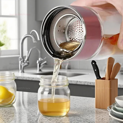 420ML Glass Tea Tumbler with Infuser Double Layered Water Bottle Removable Filter for Loose Leaf Tea Hot Drinks Office Travel