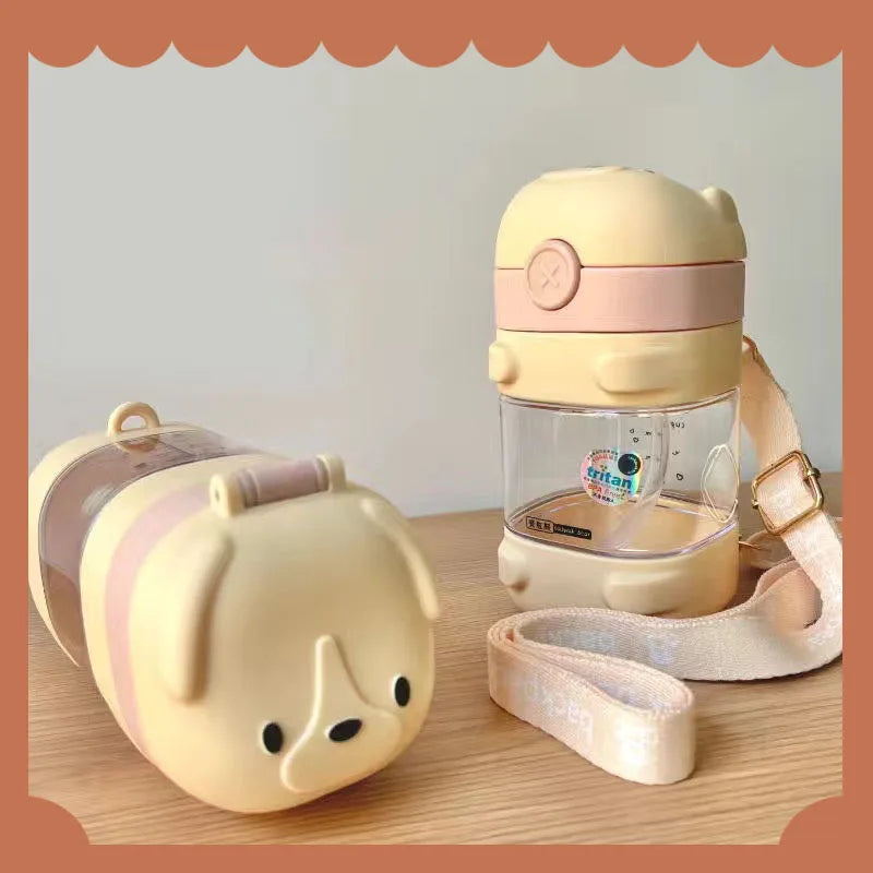 Water Bottle With Straw Cute Water Bottles For Children School Girls Boys Outdoor Portable Braces BPA Free Water Bottle For Kids