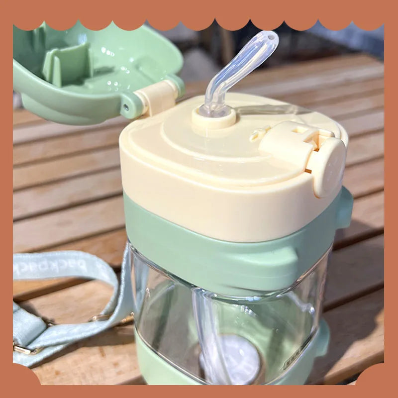 Water Bottle With Straw Cute Water Bottles For Children School Girls Boys Outdoor Portable Braces BPA Free Water Bottle For Kids