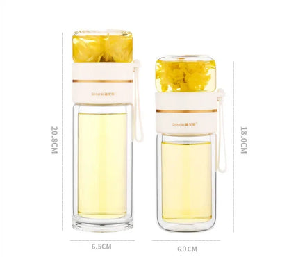 350ml/400ml Glass Water Bottles Tea Infuser Bottle Tea Separation Mug Double-Layer Portable Creative Water Cup Home Waterbottle