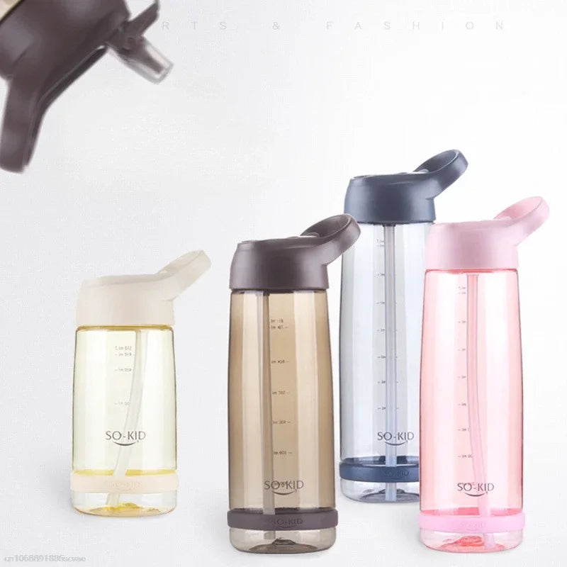 Outdoor Water Bottle with Straw Sports Bottles Leak Proof Eco-friendly Children School With Lid Hiking Camping Plastic BPA Free