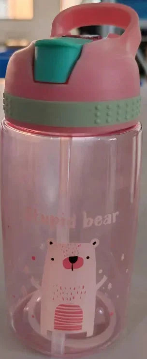 Kids Water Bottle with Straw BPA Free Children's Drinking Kettle 480ML Healthy Plastic Portable School Cup Transparent Water Cup