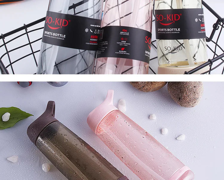 Outdoor Water Bottle with Straw Sports Bottles Leak Proof Eco-friendly Children School With Lid Hiking Camping Plastic BPA Free