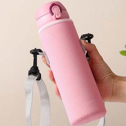 Water Bottle Cover Bag With Strap Neoprene Water Storage Holder Shoulder Strap Black Bottle Carrier Insulat Bag Outdoor Tools