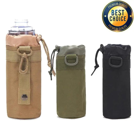 Hunting Water Bottle Pouch Outdoor Molle Kettle Pouch Holder Camping Hiking Cycling Bottle Bag Drawstring Multifunction Bottle P