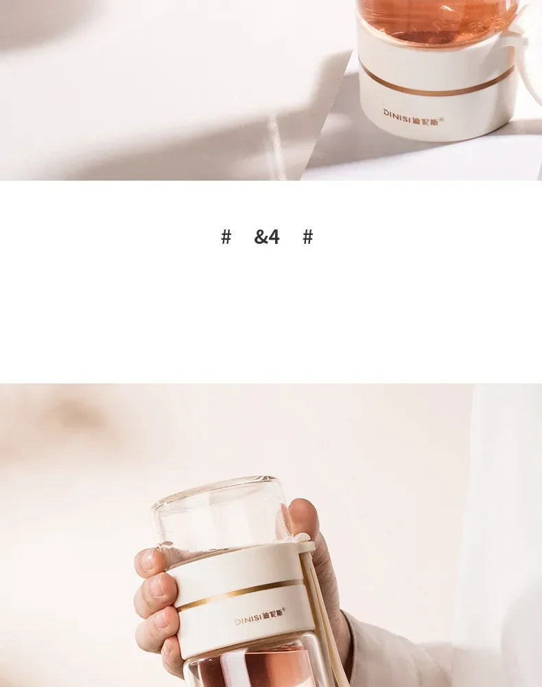 350ml/400ml Glass Water Bottles Tea Infuser Bottle Tea Separation Mug Double-Layer Portable Creative Water Cup Home Waterbottle