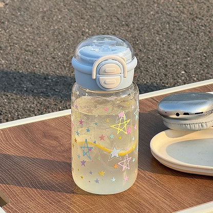 Cute Water Bottle With Straw Portable Plastic Up Cover Water Cup For Kid Kawaii Bottle Water Leak-Proof Cute Drinking Bottle
