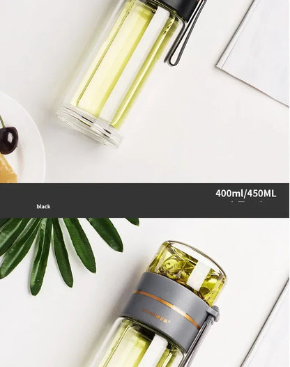 350ml/400ml Glass Water Bottles Tea Infuser Bottle Tea Separation Mug Double-Layer Portable Creative Water Cup Home Waterbottle