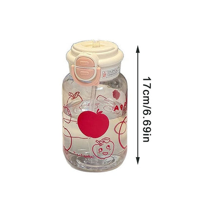 Cute Water Bottle With Straw Portable Plastic Up Cover Water Cup For Kid Kawaii Bottle Water Leak-Proof Cute Drinking Bottle