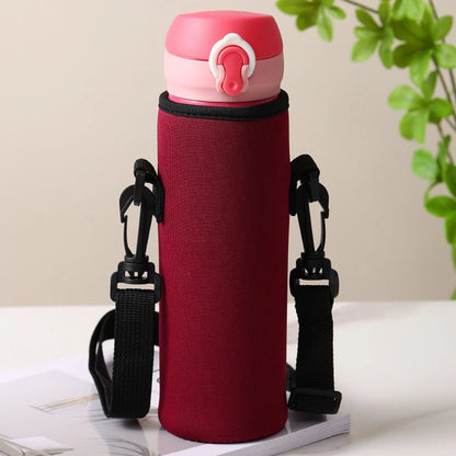 Water Bottle Cover Bag With Strap Neoprene Water Storage Holder Shoulder Strap Black Bottle Carrier Insulat Bag Outdoor Tools