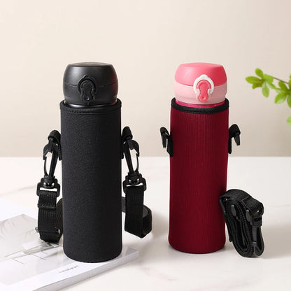 Water Bottle Cover Bag With Strap Neoprene Water Storage Holder Shoulder Strap Black Bottle Carrier Insulat Bag Outdoor Tools