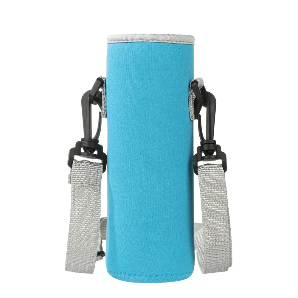 Water Bottle Cover Bag With Strap Neoprene Water Storage Holder Shoulder Strap Black Bottle Carrier Insulat Bag Outdoor Tools
