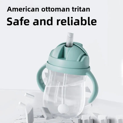 300ML Children's Drinking Water Bottle with Straw Baby Portable Bottle with Handle Outdoor Training Cup Mother Baby Products
